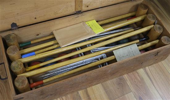 A Croquet set by Williams & Co. Paris Box width 106cm